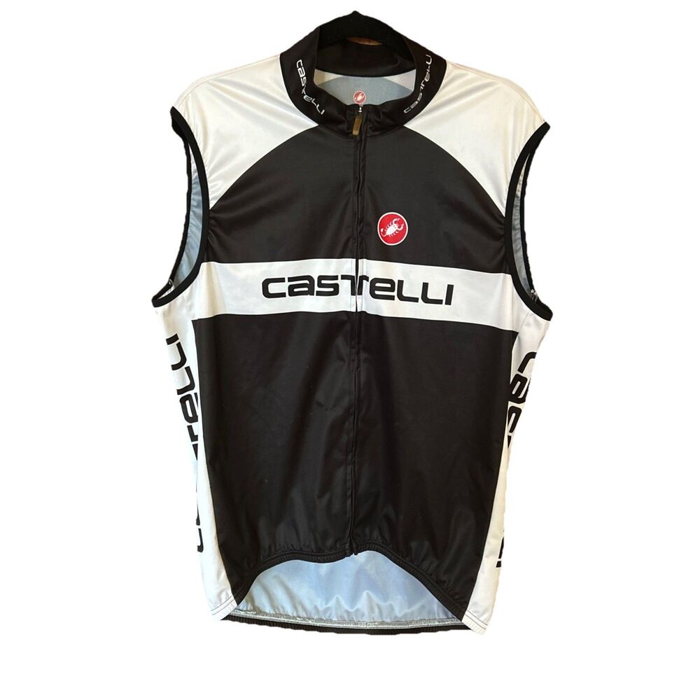 Castelli Core Cycling Triathlon Tri Top XXL Spellouts Black Full Zip Windbreaker